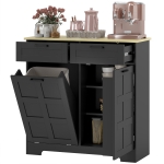 HOMCOM 13 Gallon Tilt Out Garbage Cabinet, Kitchen Island with Trash Cabinet, 2 Drawers, Door Racks, Adjustable Shelves, Black
