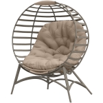 Outsunny Egg Chair, Patio Lounge Chair, Foldable Basket Chair with Large Seat Cushion, Side Pocket, Sand