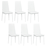 HOMCOM High Back Dining Chairs, Modern Upholstered PU Leather Accent Chairs with Metal Legs for Kitchen, Set of 6, White