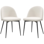 HOMCOM Set of 2 Mid-Back Dining Chair, Mid-Back Velvet-touch Upholstery Kitchen Chair for Living Room Dining Room, Cream White