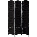 HOMCOM 6ft Folding Room Divider, 3 Panel Wall Partition with Wooden Frame for Bedroom, Home Office, Black