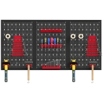 HOMCOM 28 Piece Metal Peg Board with Accessories, Shelf Tool Organizer, Black and Red