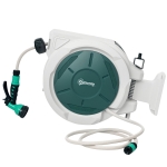 Outsunny 1/2 in x 65ft Wall Mounted Garden Hose Reel, Retractable Water Hose Reel with Auto Rewind, Any Length Lock, Green