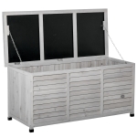 Outsunny 75 Gallon Wooden Storage Box patio Deck Box Bench, Garden Backyard Outdoor Storage Container with Aerating Gap & Weather-Fighting Finish, Grey