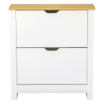 HOMCOM Shoe Storage Cabinet with 2 Flip Drawers and Adjustable Shelves for 8-12 Pairs of Shoes, White