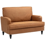 HOMCOM Modern Accent Chair, Leathaire Armchair with Turned Legs and Wide Seat, Comfy Chair for Living Room, Brown