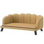 PawHut Pearl Design Pet Sofa for Medium and Large Sized Dogs, Pet Bed with Cushion and Solid Wood Legs, Coffee