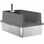 PawHut XL Stainless Steel Cat Litter Box for Big and Multiple Cats with High Wall Side, Scoop, Easy Cleaning & Odor Free