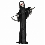 HOMCOM 6FT Life Size Halloween Animatronics, Animated Grim Reaper Halloween Decorations with Sound Touch Activated and LED Eyes