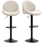 HOMCOM Bar Stools Set of 2, Swivel Barstools with Back, Adjustable Height and Footrest for Kitchen Island, Dining Room, Beige