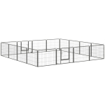 PawHut Heavy Duty Dog Playpen, 16 Panels Pet Playpen Dog Fence, Portable Puppy Exercise Pen, with 2 Doors Locking Latch, Outdoor or Indoor Use 23.5" Height