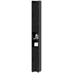 HOMCOM Narrow Bathroom Cabinet, Tall Bathroom Storage Cabinet with Barn Doors, Drawer and Adjustable Shelves, Black Wood Grain