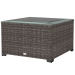 Outsunny 24.4" Patio Wicker Coffee Table, PE Rattan Outdoor Side Table with Tempered Glass Top, Black