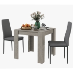 HOMCOM Dining Table Set for 2, Square Kitchen Table and Chairs, Dining Room Table and PU Leather Upholstered Chairs, Grey