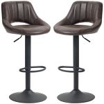 HOMCOM Swivel Bar Stools Set of 2, Faux Leather Upholstered Counter Height Barstools with Round Metal Base