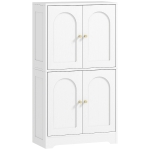 HOMCOM 43" Kitchen Pantry Cabinet, Freestanding Modern Storage Cabinet with 4 Arched Doors and 2 Adjustable Shelves, White