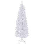 HOMCOM 6ft Tall Pencil Artificial Christmas Tree with 479 Branch Tips with Steel Base, White