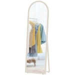 HOMCOM 64" x 21" Full Length Mirror, Free Standing, Leaning or Wall, Arched Full Body Mirror with Faux Stone Frame, White
