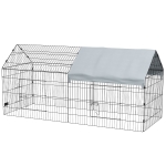 PawHut 87" Small Animal Cage with Roof, Indoor/Outdoor Use,  for Chicken, Rabbits, Chinchillas, Silver