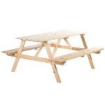 Outsunny Wood Picnic Table, Camping Table and Bench Set with Umbrella Hole for Outdoor, Garden, Patio, Backyard, Natural