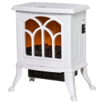 HOMCOM Electric Fireplace Heater, Freestanding Fireplace Stove with Realistic Flame, Overheat Protection, 750W/1500W, White