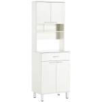HOMCOM 71"H Freestanding Kitchen Pantry, Buffet Cabinet with Hutch, Storage Cabinet with Drawer, Doors and Microwave Stand, White