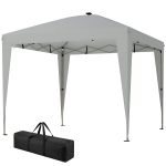 Outsunny 10 x 10 ft Pop Up Canopy Tent with Central Light, UPF 50+ Instant Portable Canopy Shelter with Remote, Light Grey