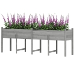 Outsunny Wooden Raised Garden Bed Planter, Large Elevated Planter Box with Legs, Bed Liner and Drain Holes, Grey