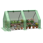 Outsunny 6' x 3' x 3' Mini Greenhouse Tunnel, Portable & Small Green House Plants Flower Warm House with Zippered Roll-up Doors, PE Cover, Green