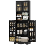 HOMCOM 71" Kitchen Pantry Cabinet, Freestanding Kitchen Hutch with 8 Door Shelves, Adjustable Shelf and Acrylic Doors, Black