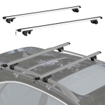 HOMCOM 2pc Roof Rack Car Roof Top Lockable Aluminum Cross Bars Adjustable Baggage Luggage Carrier, Silver (49")