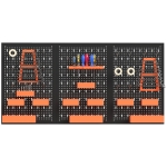 HOMCOM 33 Piece Metal Pegboard Panels, Peg Board with 16 Hooks, Bins and Racks, Black and Orange