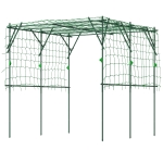 Outsunny Garden Arch Cucumber Trellis for Climbing Plants, 7.3 FT Tall Metal Plant Trellis Support with Climbing Net, Green