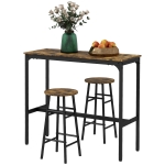 HOMCOM 3-Piece Counter Height Bar Table and Chairs, Dining Table and Chairs Set for 2, Pub Table and Chairs