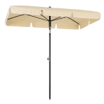 Outsunny 6.5x4ft Rectangle Patio Umbrella Aluminum Tilt Adjustable Garden Parasol Sun Shade Outdoor Canopy Beige