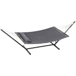Outsunny 2 Person Hammock Quilted Double Hammock with Stand Pillow Spreader Bars for Outdoor Camping Beach, Dark Grey