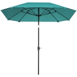 Outsunny 7.6FT Aluminum Patio Umbrella Parasol 8 Ribs Outdoor Market Umbrella with Crank, Push Button Tilt for Deck, Backyard and Lawn, Sky Blue