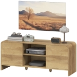 HOMCOM TV Stand for up to 55 Inch TV, Nordic Entertainment Center with 2 Cabinets and 2 Open Shelves for Living Room, Natural Wood