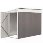 Outsunny 4' x 8' Outdoor Storage Shed Lean to Shed Outdoor Metal Tool Shed with Lockable Door and Air Vents, Light Grey