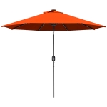 Outsunny 9ft Solar Patio Umbrella Outdoor Sunshade 24 LED Lights Tilt Canopy Orange