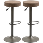 HOMCOM Modern Adjustable Bar Stools Set of 2, Swivel Barstool with Footrest, PU Leather Round Top for Kitchen, Brown