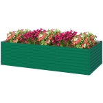 Outsunny 8 x 4 x 2ft Galvanized Raised Garden Bed, Reinforced Outdoor Planter Box with Open Bottom, Green