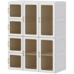 HOMCOM Portable Wardrobe, Foldable Plastic Closet with 8 Compartments, 2 Hanging Rods and Magnetic Clear Doors, Brown