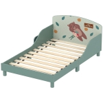 Qaba Toddler Bed with Bedside Storage, Guard Rails, Montessori Bed for Ages 3-8, Fits 132x70x10cm Mattress, Green Bear Print