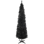 HOMCOM 7FT Artificial Christmas Tree, Pencil Christmas Tree with Realistic Branches, Stable Stand, Black