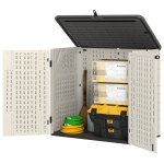 Outsunny 185 Gallon Outdoor Storage Cabinet with Openable Top and Lockable Doors for Lawnmower, Trash Can, Patio Accessories