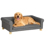 PawHut Modern Pet Sofa Cat or Medium Large Dog Bed W/ Removable Seat Cushion, Dark Grey