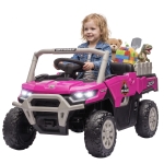 Qaba Kids Ride On Tractor, 12V Electric Tractor with Remote Control, Dual Motors, Music, Cargo Bed, Rear Suspension, Pink
