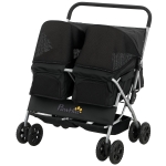 PawHut Double Pet Stroller, Foldable Dog Stroller with 2-Seater Carrier, Sunshade, Removable Pad, Safety Belt, Storage Basket