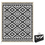 Outsunny Outdoor Rug Carpet Reversible Plastic Straw Rug with LED Lights Black and White 10' x 8' for Patio